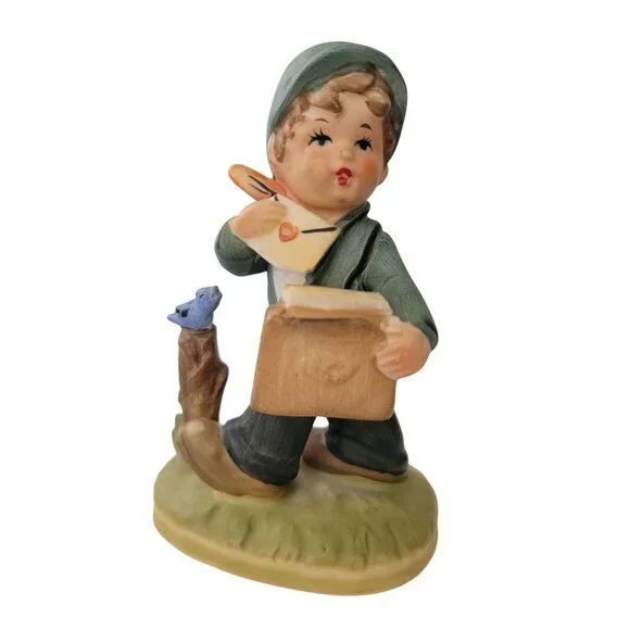 Vintage Figurines "Postman & Little Miss Mail" Hand-Painted Porcelain 5" JAPAN - Picture 2 of 13